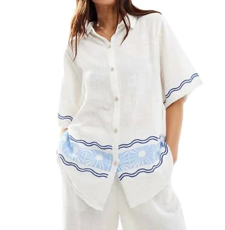 Santorini Sun Printed Shirt In White