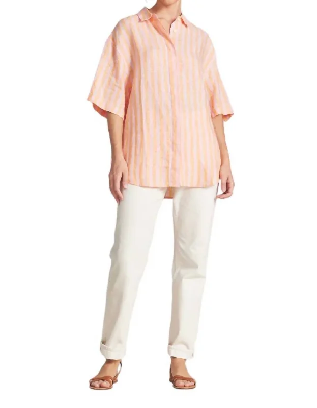 Sienna Button Down Shirt In Creamsicle Stripe