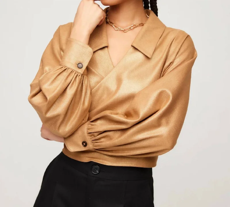 Sloane Wrap Shirt In Camel