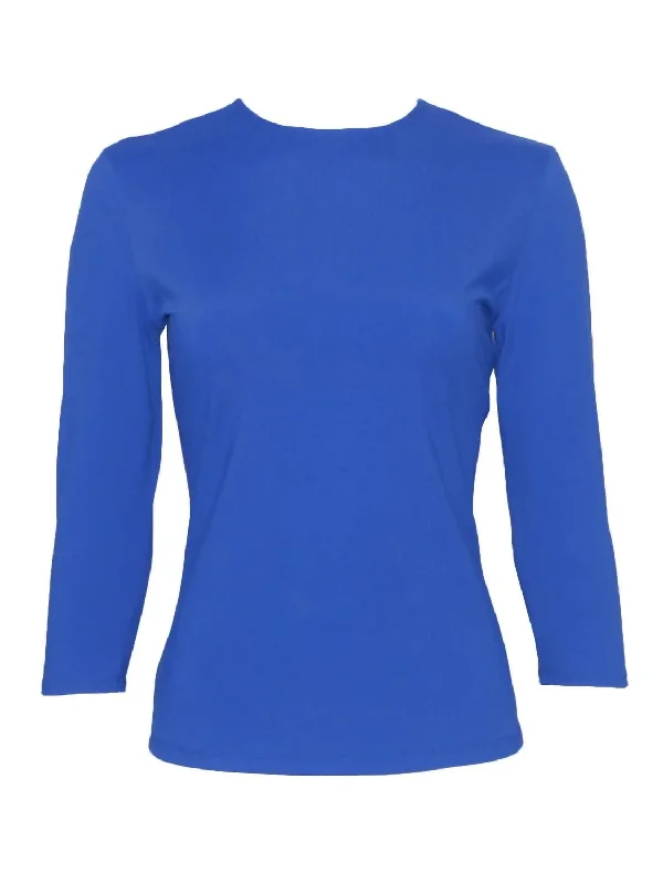 Three Quarter Sleeve Shell Shirt In Royal Blue