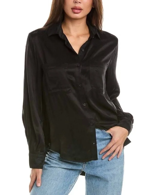 Two Pocket Bishop Sleeve Shirt In Blk