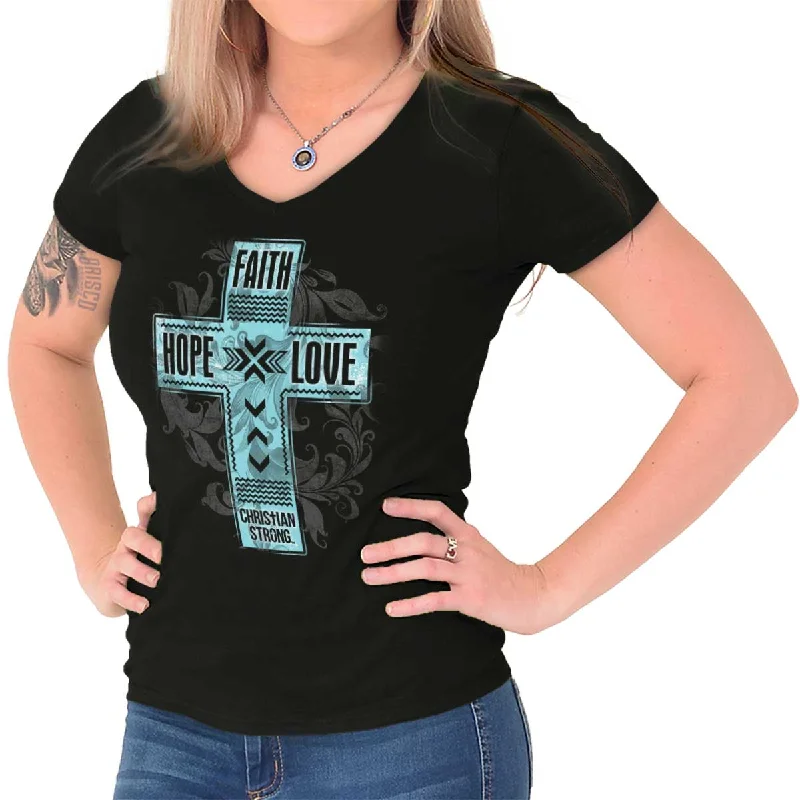 Faith Hope Love Junior Fit V-Neck T-Shirt