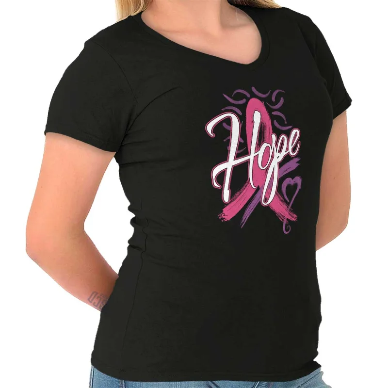 Breast Cancer Awareness Junior Fit V-Neck T Shirt