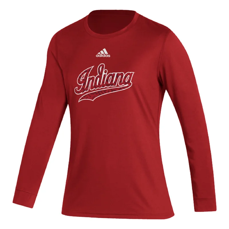 Ladies Indiana Hoosiers Adidas Creator Tail Script Long Sleeve T-Shirt