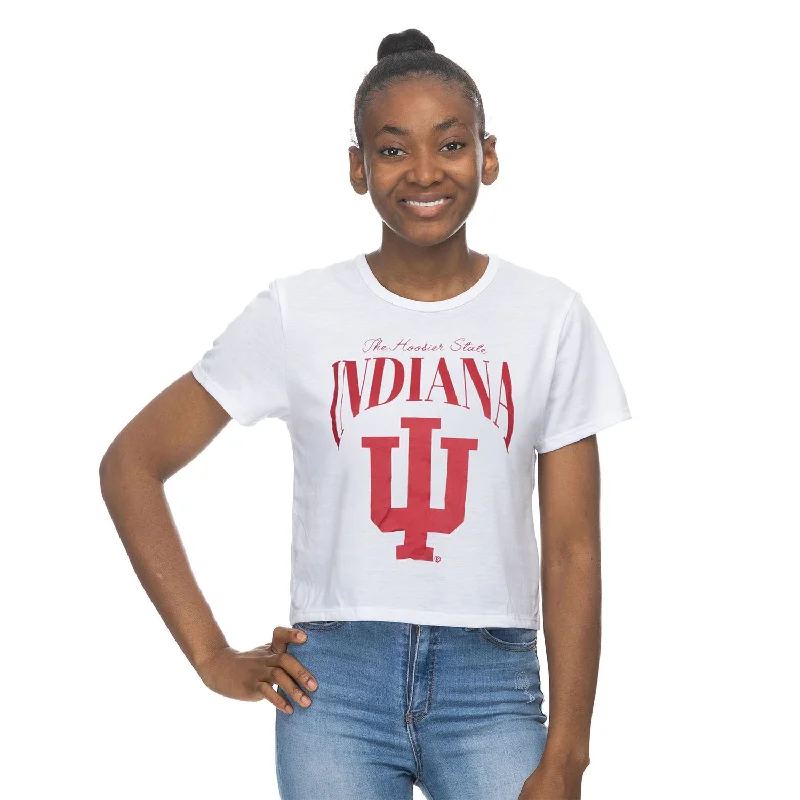 Ladies Indiana Hoosiers Short Sleeve Crop Top