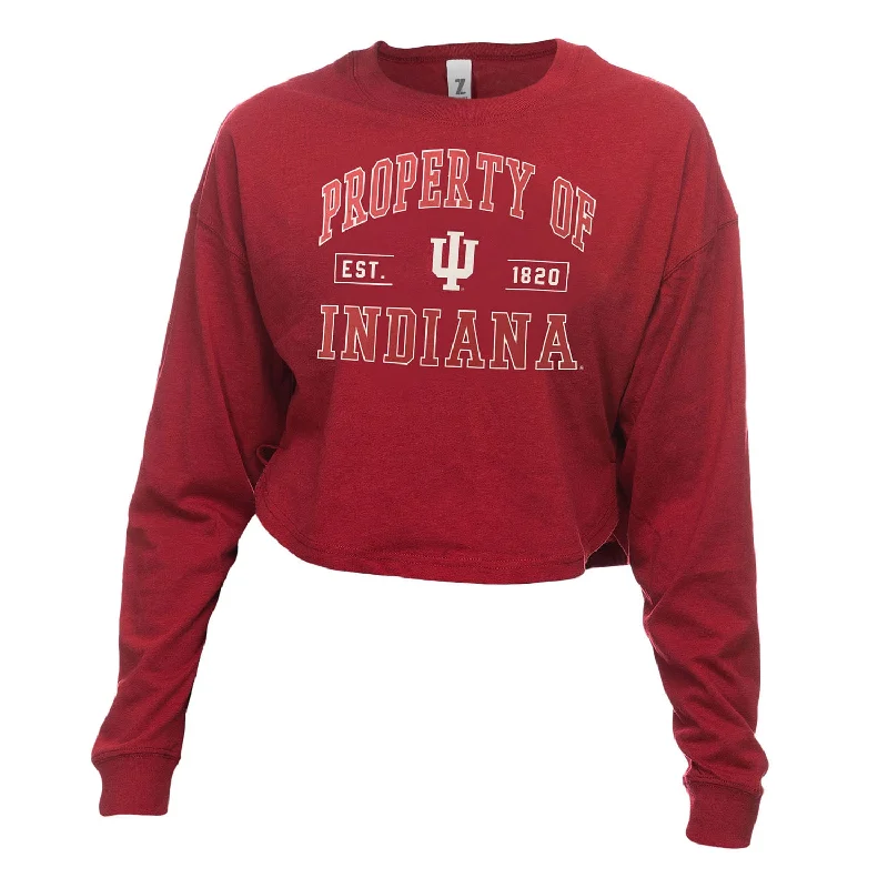 Ladies Indiana Hoosiers Shoulder Crop Top