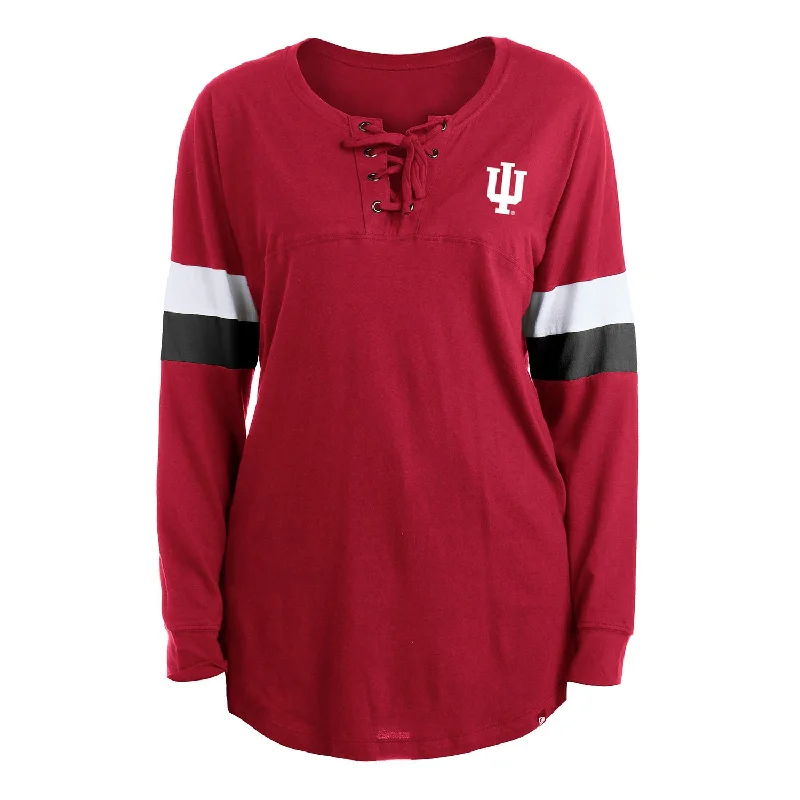 Ladies Indiana Hoosiers Script Lace Up T-Shirt