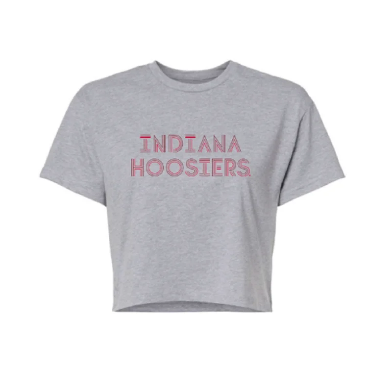 Ladies Indiana Hoosiers Tatum Ideal Crop Grey T-Shirt