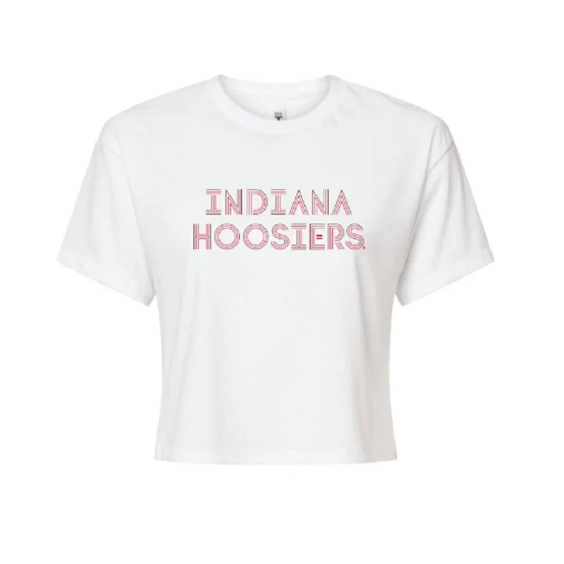 Ladies Indiana Hoosiers Tatum Ideal Crop White T-Shirt