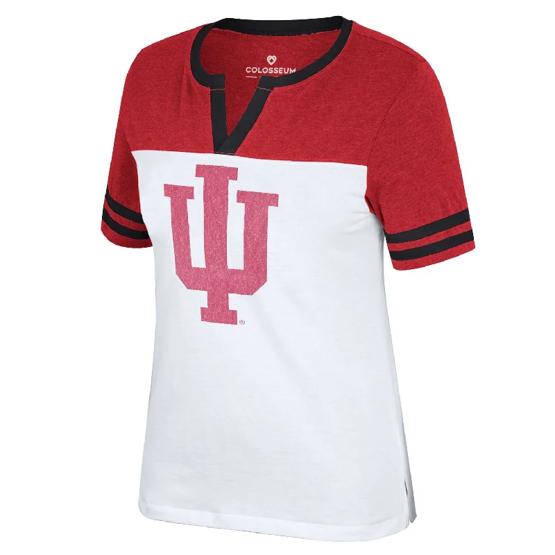 Ladies Indiana Hoosiers Glitter Split Neck T-Shirt