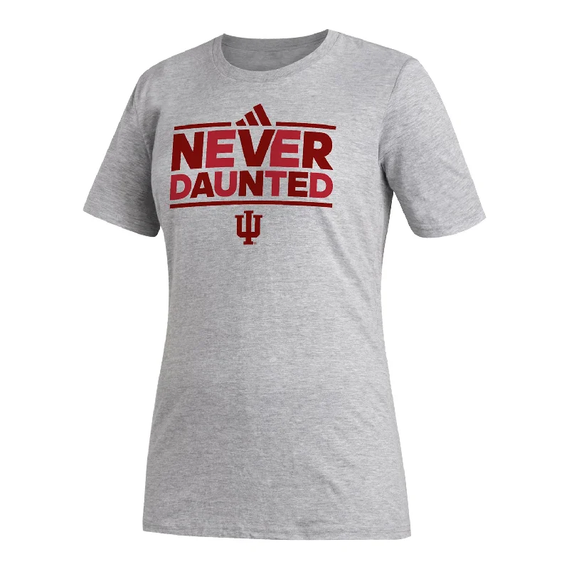 Ladies Indiana Hoosiers Adidas Never Daunted Grey T-Shirt