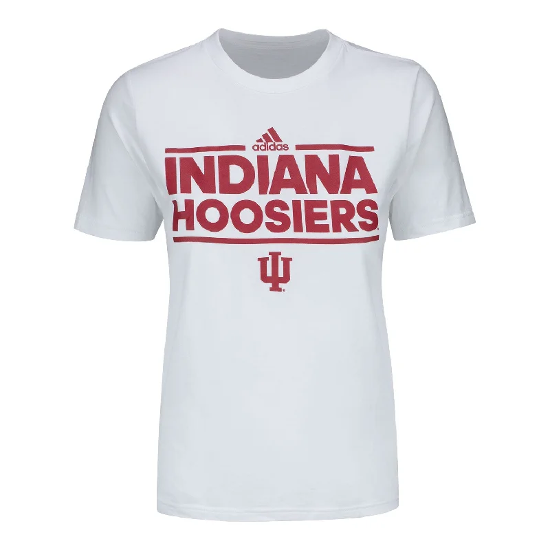 Ladies Indiana Hoosiers Adidas Pregame White T-Shirt