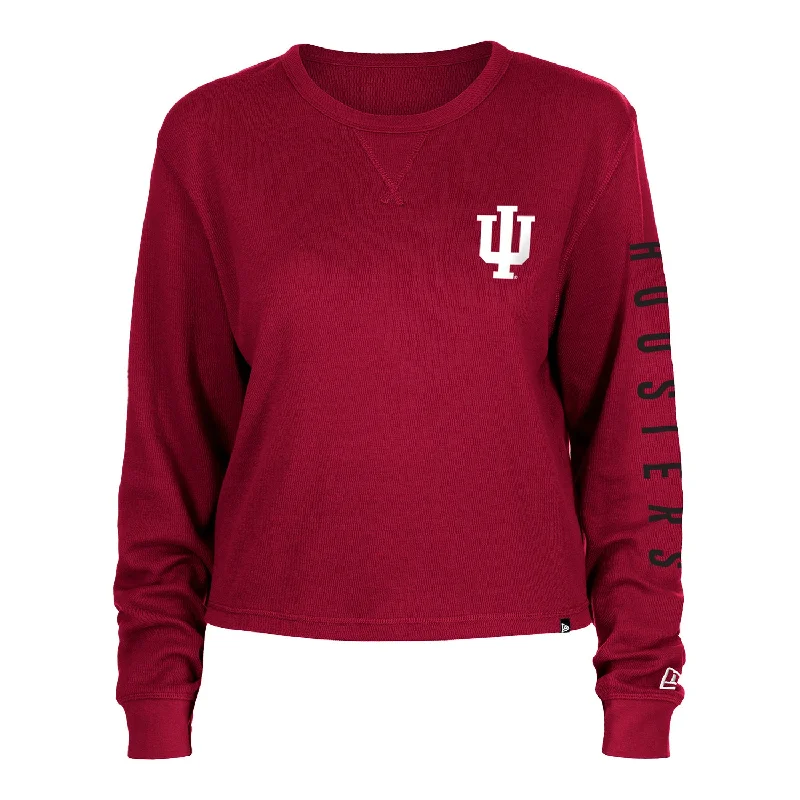 Ladies Indiana Hoosiers Long Sleeve Thermal Crop Crimson T-Shirt