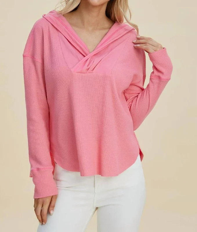 Chic High-Low Hoodie With Dropped Shoulders In Pink