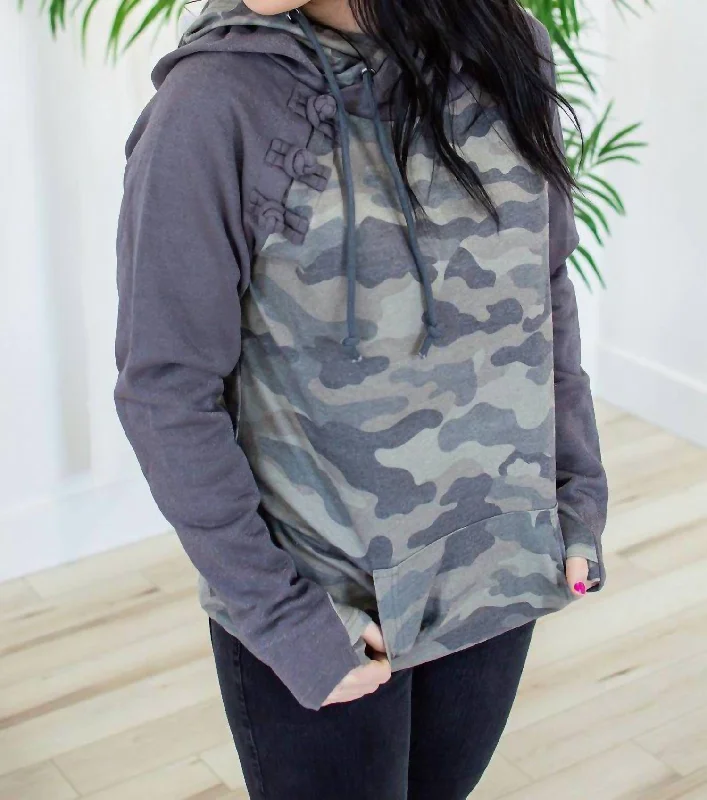 In Plain Sight Camo Doublehood Sweatshirt In Grey