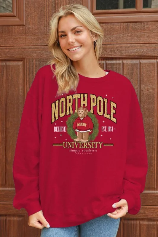 Simply Southern Merry Sasquatch Crewneck Sweatshirt for Women in Red | CREW-MERRYSASQ-RED