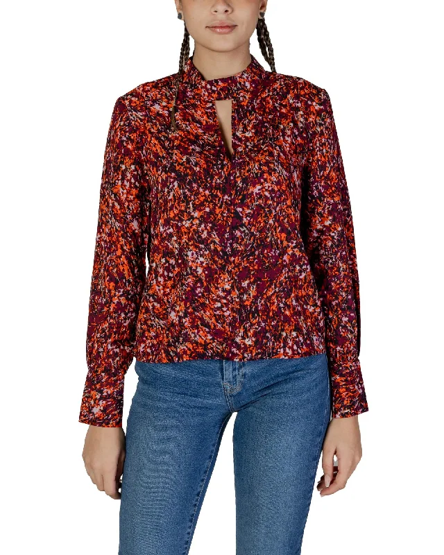 Jacqueline De Yong V-Neck Long Sleeve Polyester Shirt