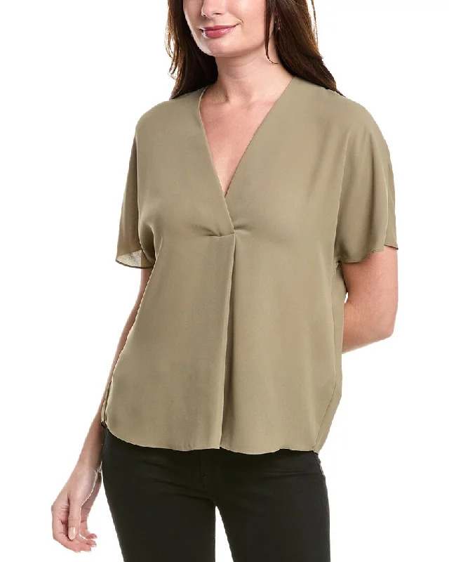 Vince Crepe V-Neck Blouse