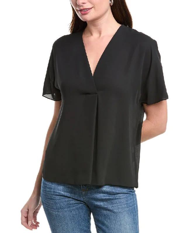 Vince Crepe V-Neck Blouse