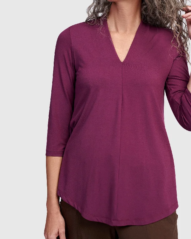 Essential V-neck Top, Sangria