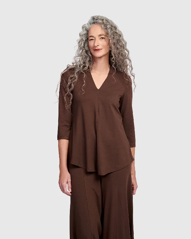 Essential V-neck Top, Umber