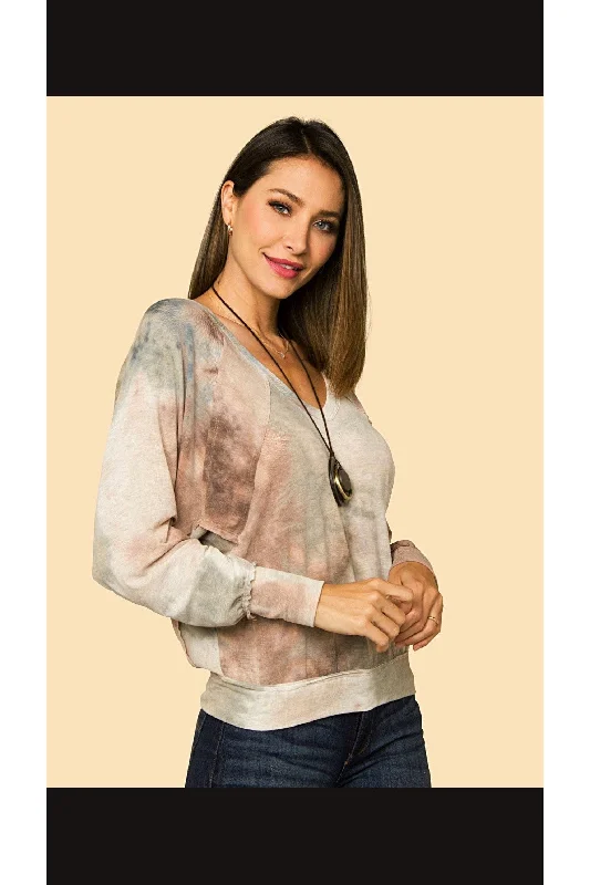 Jupee Fawn Tie Dye V Neck Sweater