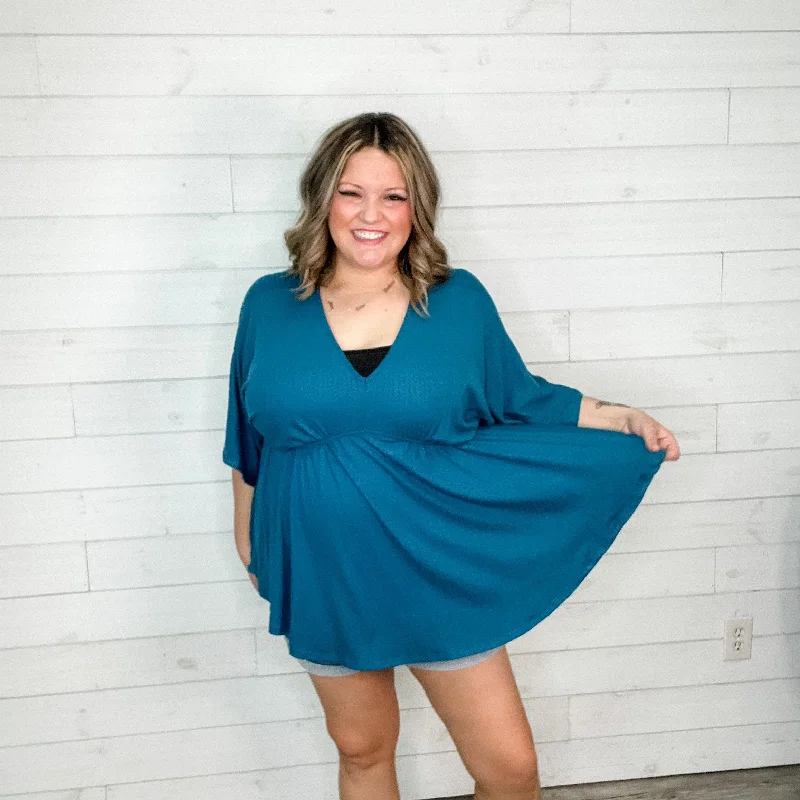 "Kelce" V Neck Dolman Style with Empire Detail (Teal)