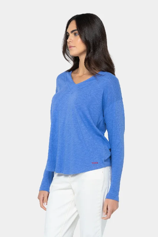 Long-Sleeve V-Neck Swing Top