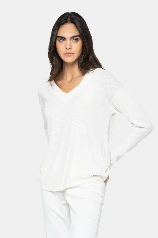 Long-Sleeve V-Neck Swing Top