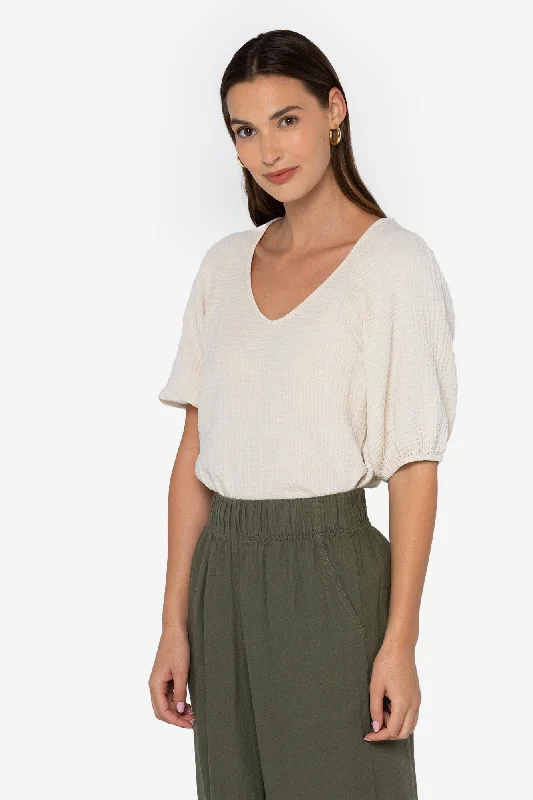 Puff Sleeve V-Neck Blouse