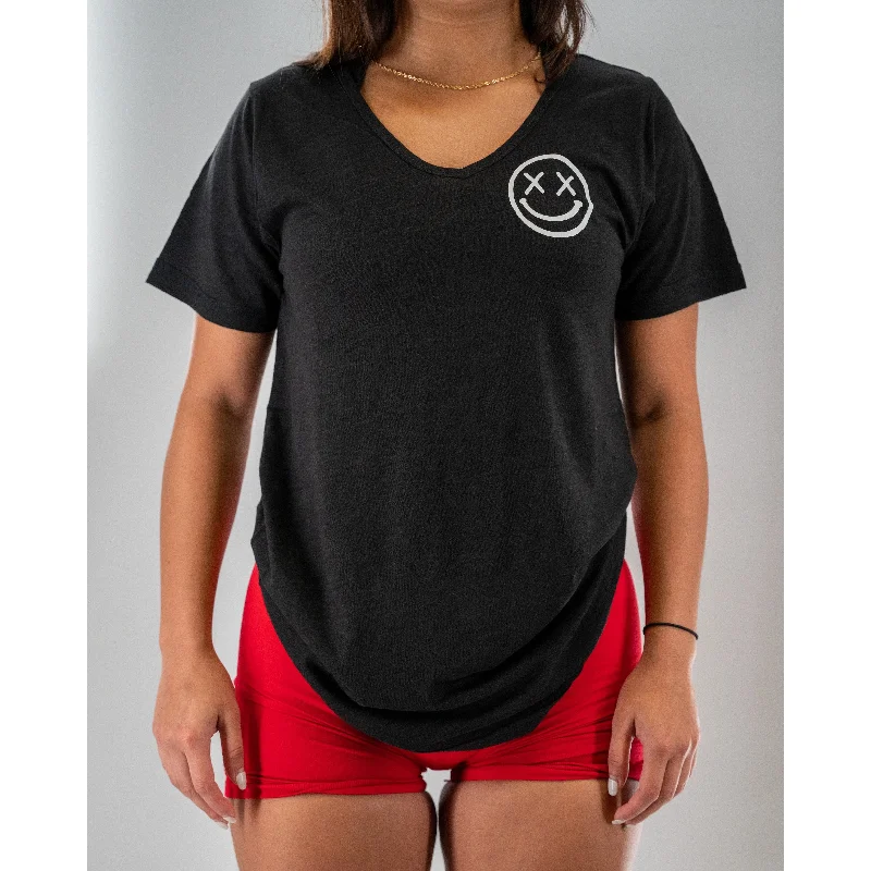 Salty Savage Ladies “OG Smile” Casual V-Neck Tee | Black