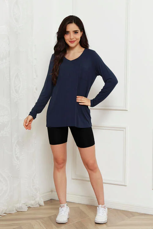 V-Neck Long Sleeve Top Size Small to 3XL