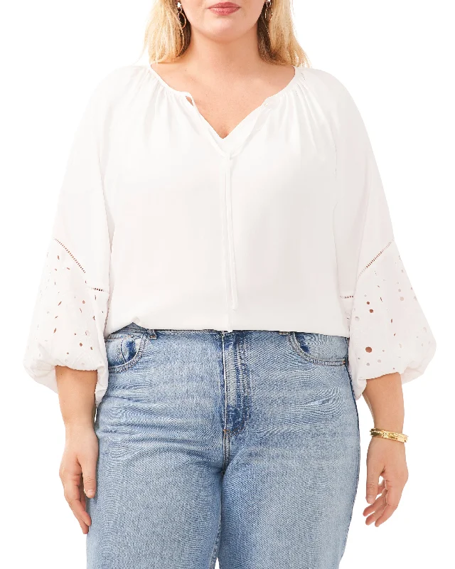 Plus-Size Ruched V-Neck Blouse