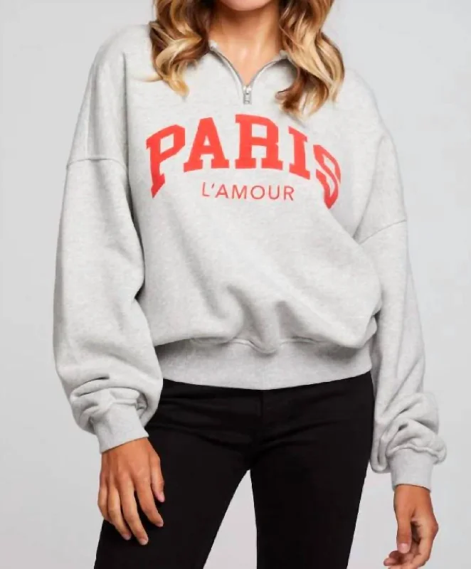 Paris L' Amour Pullover In Heather Grey